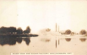 RPPC RIVER VIEW & SUGAR FACTORY WALLACEBURG ONTARIO CANADA REAL PHOTO POSTCARD