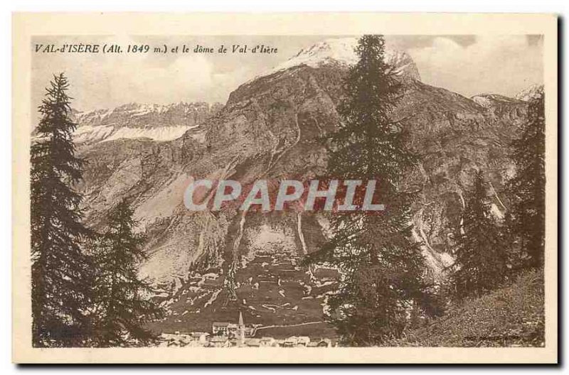 Old Postcard Val d'Isere and Dome of Val d'Isere