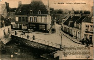 Le Bassin la Rue du Chiteau Guines France UNP DB Postcard C1