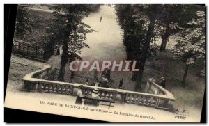 Parc de Saint Cloud Old Postcard Fountain of large jet