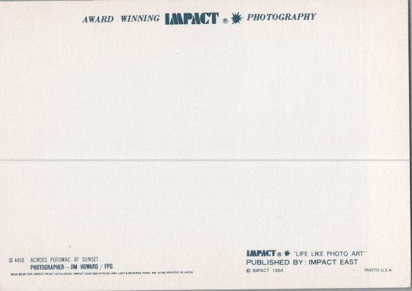 Across the Potomac Washington DC at Sunset Continental Postcard