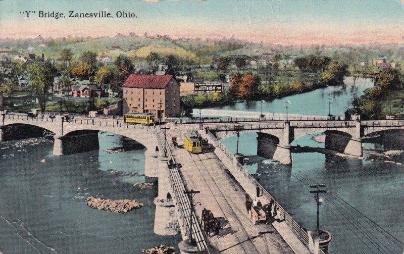 ZANESVILLE, Ohio, 1900-10s; Y Bridge, Cable Cars