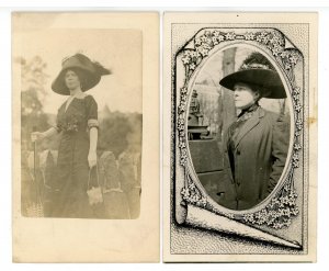 2 RPPC's Women in Hats