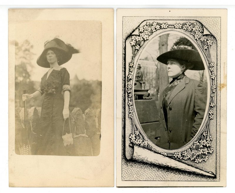 2 RPPC's Women in Hats