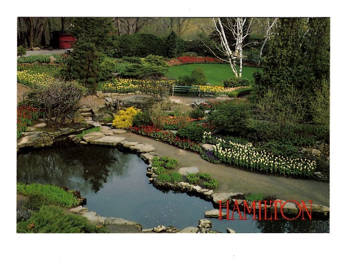 Royal Botanical Gardens, Flowers, Stream,  Hamilton, Ontario Large 5X7 Postcard