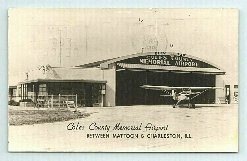 1960s Coles County Memorial Airport Cessna Plane Illinois Postcard