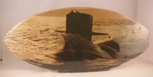 Submarine US Navy Nuclear Sturgeon Class Postcard Inspired Mini Surfboard