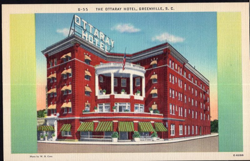 South Carolina ~ The Ottaray Hotel Main Street GREENVILLE LINEN