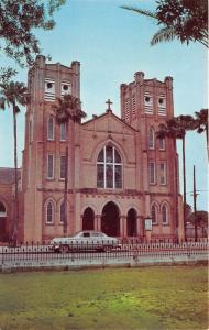 Brownsville Texas~Sacred Heart Catholic Church~Classic Car Parked in Front~1950s