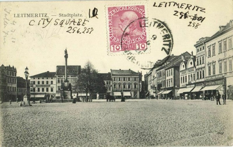 czech germany, LEITMERITZ LITOMĚŘICE, Stadtplatz (1911) Postcard