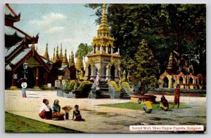 Rangoon Sacred Well Shwe Dagon Pagoda Burma Postcard B46