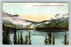 Canadian Rockies-Canada, Emerald Lake, Mountains, Vintage Postcard