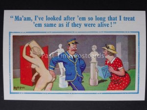 Donald McGill Comic Postcard: Museum MA'AM, I'VE LOOKED AFTER EM..... ? No.935