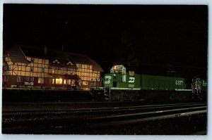 Essex Montana Postcard Izaak Walton Inn Night Scene Railway 1960 Vintage Antique