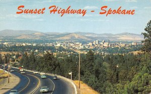 Sunset Highway - Spokane, Washington Skyline c1960s Chrome Vintage Postcard