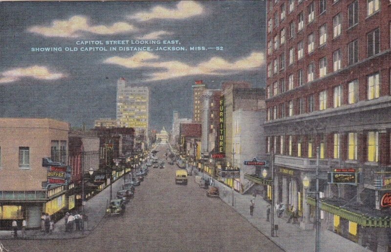 Mississippi Jackson Capitol Street Looking East At Night sk2222