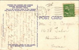 Chinese Tea Garden Breckenridge Park San Antonio Texas Postcard PM San Marcos TX