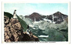 1921 Gray's and Torrey's Peaks from Summit of Mt. McClelland, CO Postcard