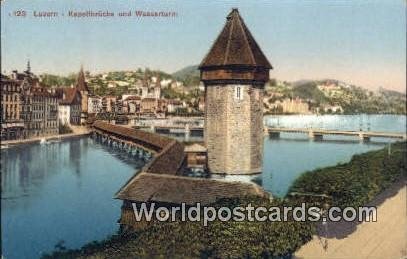 Kapellbrucke und Wasserturm Luzern Swizerland Writing On Back 