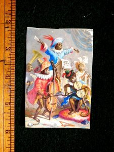 Lovely Fantasy Anthropomorphic Musical Band Minstrel Victorian Card F34