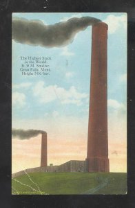 GREAT FALLS MONTANA WORLD'S LARGEST SMOKE STACK VINTAGE POSTCARD