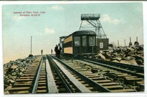 Railroad Train Incline Summit Pikes Peak Colorado 1910c postcard