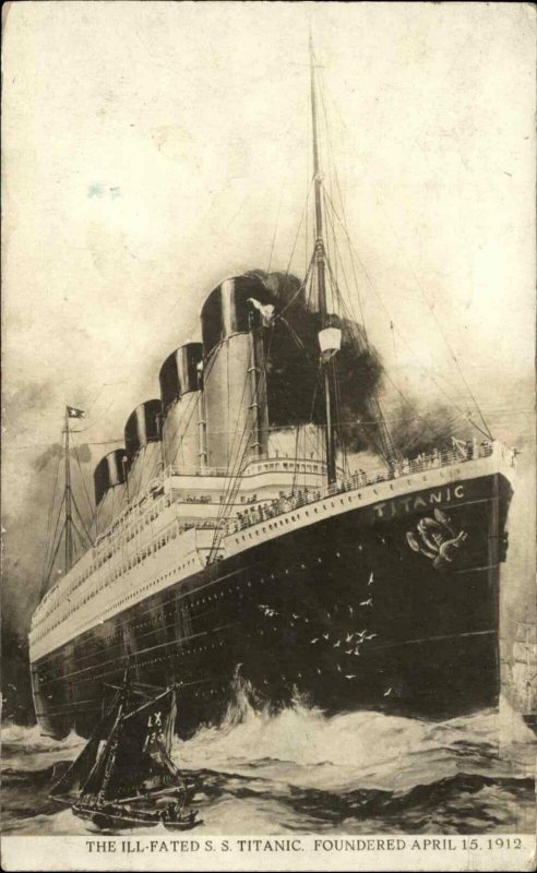 Steamship Titanic Post-Sinking Used Real Photo Postcard c1912