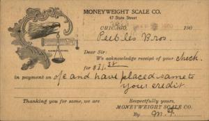 Chicago IL Moneyweight Scale Co c1900 Private Mailing Card - Illustrated