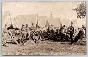 Indiana Soldiers Co H 3rd Waiting for Call to Muster to US Service Postcard F30