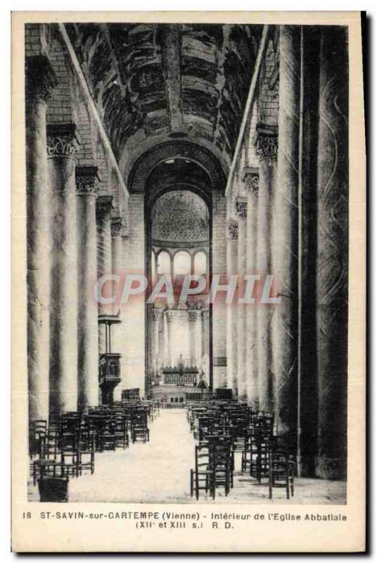 Old Postcard St Savin On Cartempe Interior L & # 39Eglise Abbey