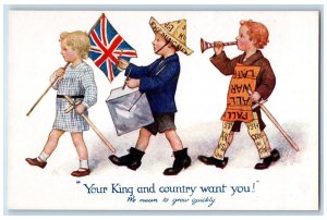 Children Postcard Your King And Country Want You Oilette Tuck's c1910's Antique