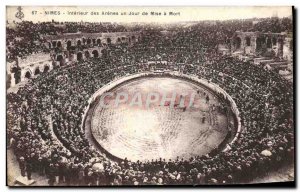 Old Postcard Nimes Arenes Interior of A Down Day has Bullfight Taurus Death