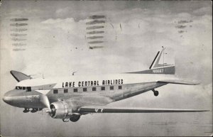 Lake Central Airlines Douglas DC-3 Air Line Issued Advertising Used Postcard