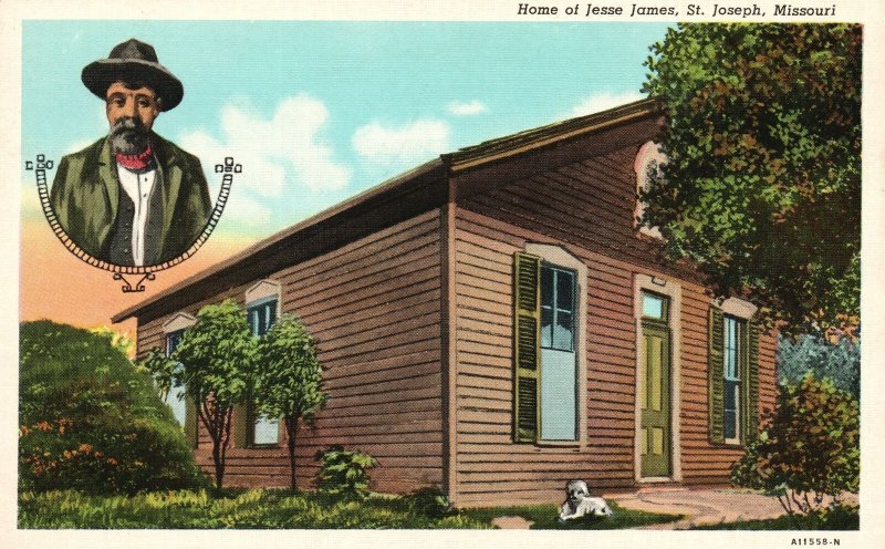 Vintage Postcard 1920's View of The Home Jesse James St. Joseph Missouri MO 