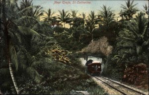 St Catherine Jamaica Railway Train Car Near Troja c1910 Vintage Postcard