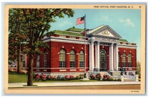 c1930's Post Office Building Street Scene Port Chester New York NY Postcard