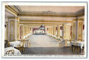 Ball Room Overlooking Lake Michigan Edgewater Hotel Chicago Illinois IL Postcard