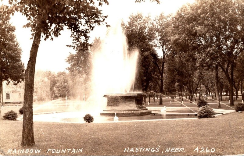 Nebraska Hastings Rainbow Fountain 1939 Real Photo