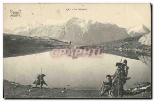 Old Postcard Militaria Alpine Lake Alpine Hunters