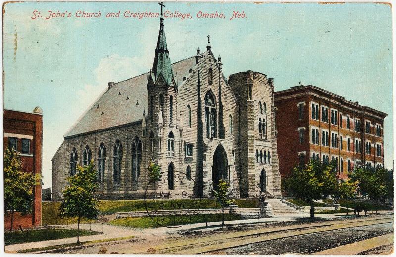 1907-15 Omaha Neb. NE Nebraska St. John's Church & Creighton College DB Postcard