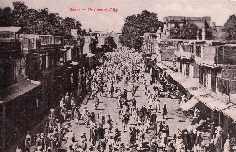 Peshawar Bazar Pakistan Market Old Postcard