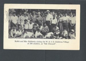 Ca 1950 Post Card Israel Rabbi Goldstein Visits Childrens Village