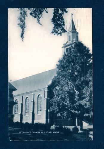 ME St Joseph's Church OLD TOWN MAINE Postcard 1956