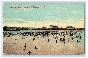 c1910's Scene In Boardwalk And Beach Wildwood New Jersey NJ Antique Postcard 