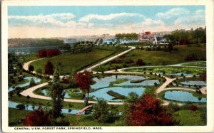 Aerial View Overlooking Forest Park, Springfield MA Vintage Postcard L46