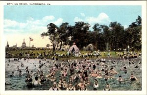 Harrisburg, PA Pennsylvania  BATHING BEACH  Swimmers~Kids  ca1920's Postcard