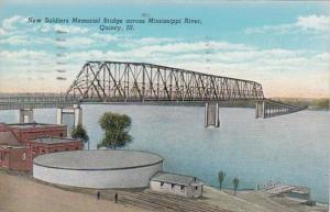 Illinois Quincy New Soldiers Memorial Bridge Across Mississippi River 1944 Cu...