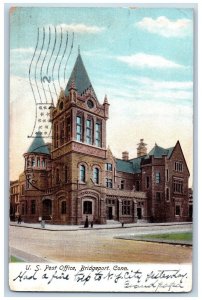 Bridgeport Connecticut CT Postcard US Post Office Exterior c1908 Vintage Antique