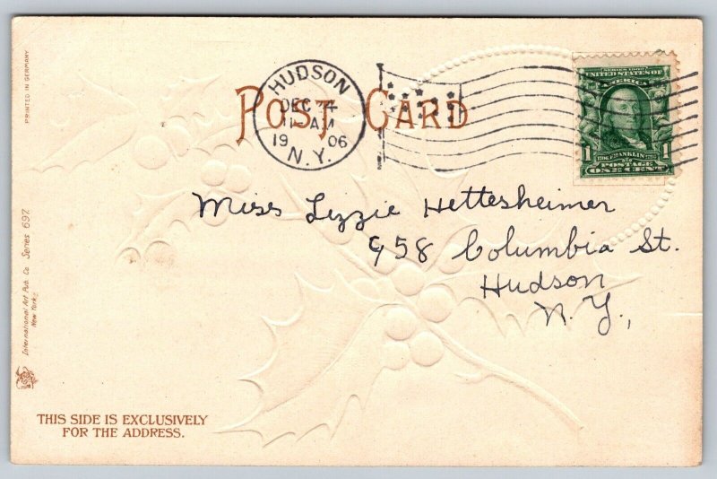 1906  Merry Christmas  Xmas  Embossed   Postcard