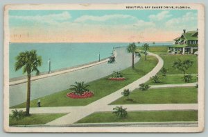 Shore Drive Florida~Beautiful Bay~1910s Postcard